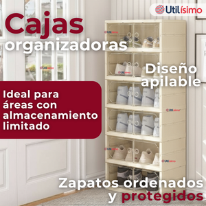 Zapatera Plegable Organizador Apilable 6 Cajones Blanco