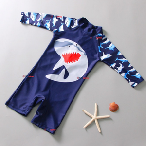 Traje de Baño Enterito Con Cremallera Manga Larga Niño 2 a 6 años Blue Shark