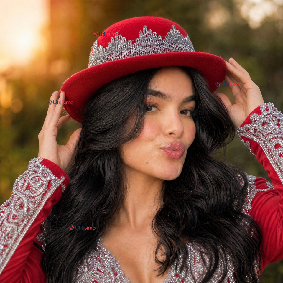 Sombrero Gorro Caporal Mujer Fiestas Patrias Rojo Baile Típico