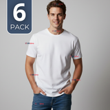 Pack 6 Camisetas Poleras 100% Algodón Básica Lisa Elástica Hombre Blanco