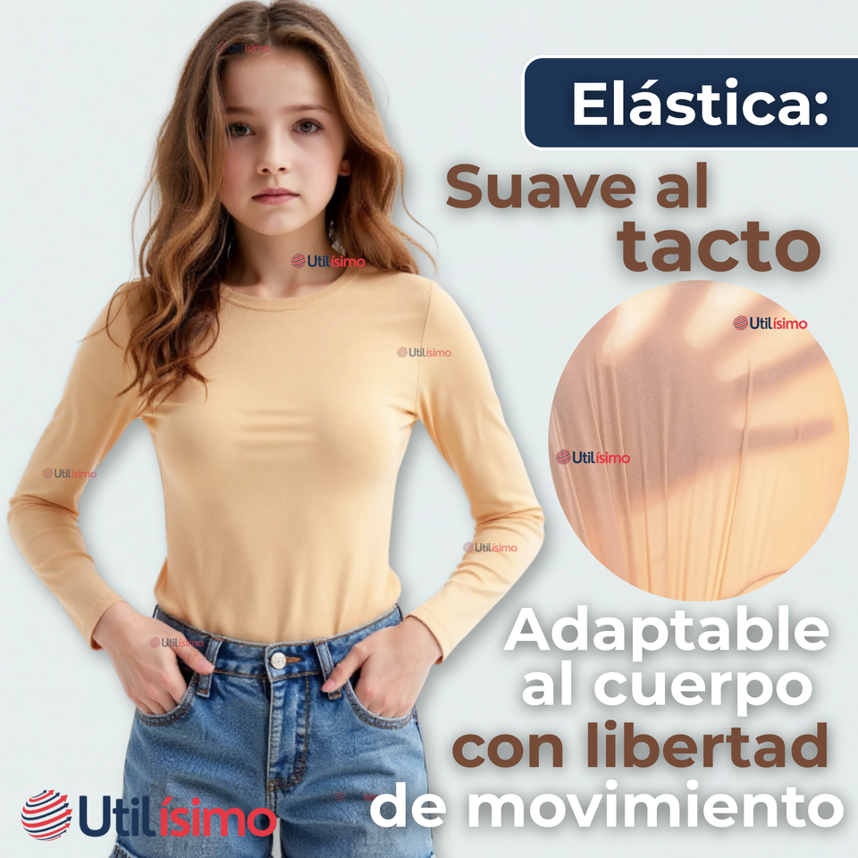 Pack 3 Camisetas De Panty Elástica Transpirable Manga Larga Nylon Segunda Piel