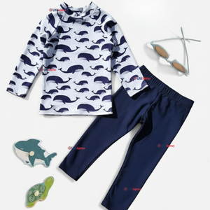 Traje de Baño Manga Larga Pantalón Largo 2 Piezas Corte Split Niño 3 a 9 años White Whale