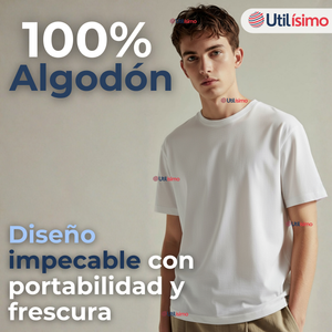 Polera Camiseta 150g Manga Corta 100% Algodón Textura Suave Blanco Hombre