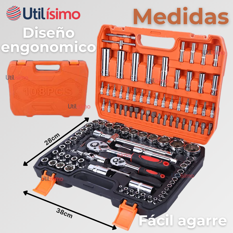 Set Caja de Herramientas Con Kit de Juego Dados Chicharra 108 Piezas