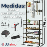Zapatero Organizador 3 en 1 Closet Armario Perchero Multiuso Negro