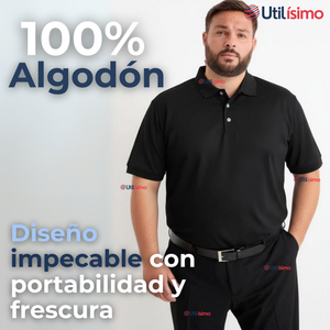 Polera Pique Premium 200g Manga Corta 100% Algodón Textura Suave Chemise Negro Hombre
