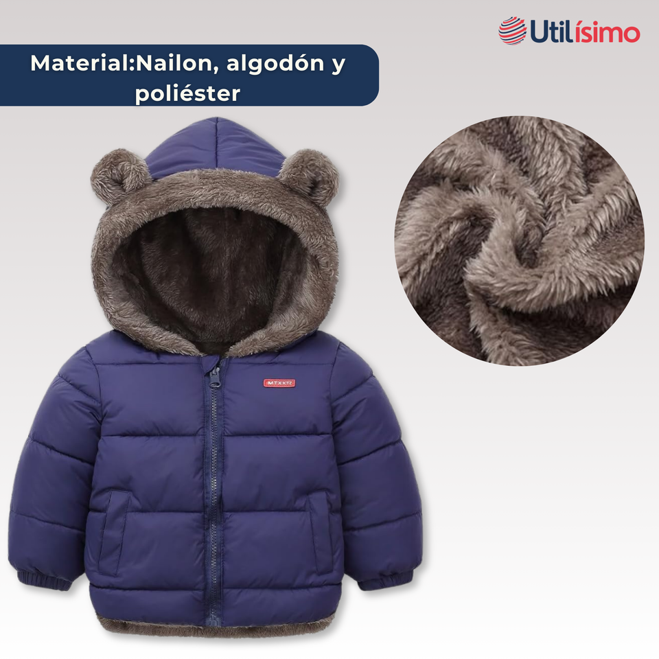 Parka Con Capucha Mangas Larga Niño Blue