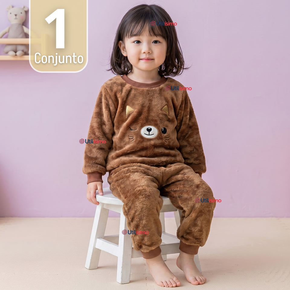 Conjunto Buzo Polerón Frizado Niños Bebes Corderito Liso 2 Piezas