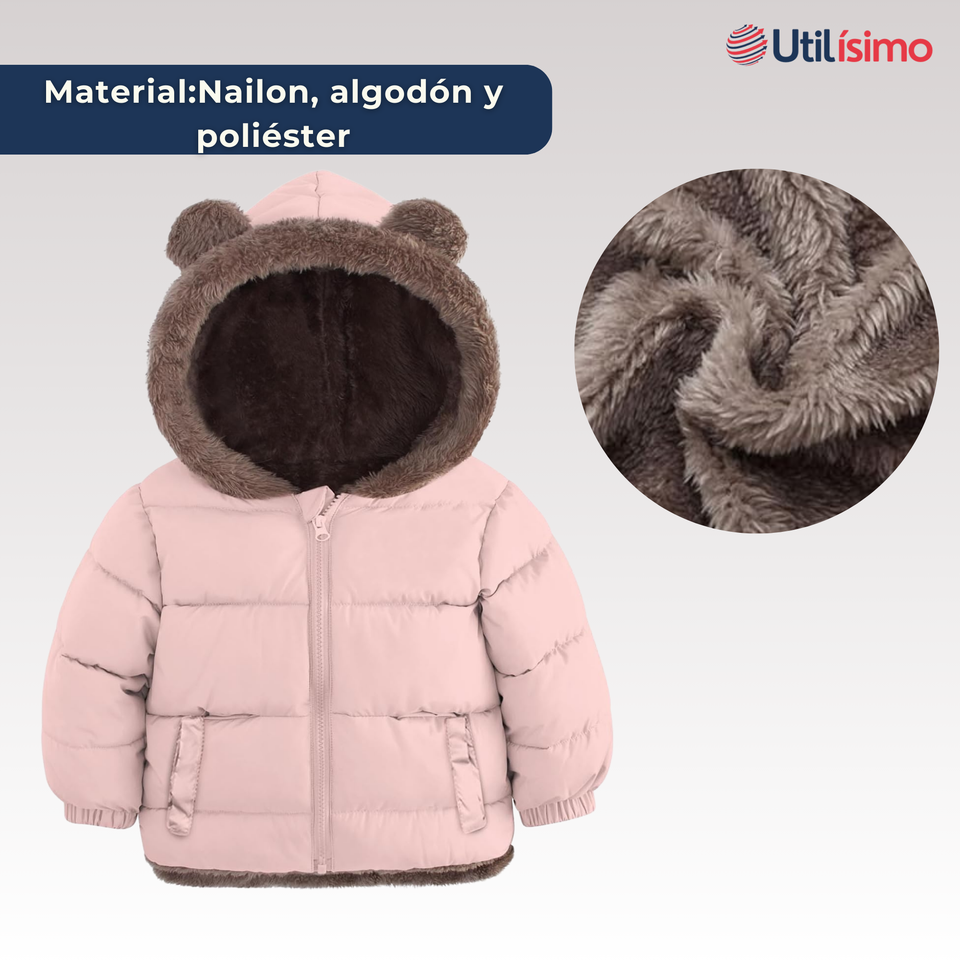 Parka Con Capucha Mangas Larga Niña Pink