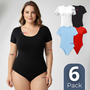 Pack 6 Bodys Ajustables Moldeador 100% Bambú Cuello Redondo Manga Corta Mujer Colores Surtidos