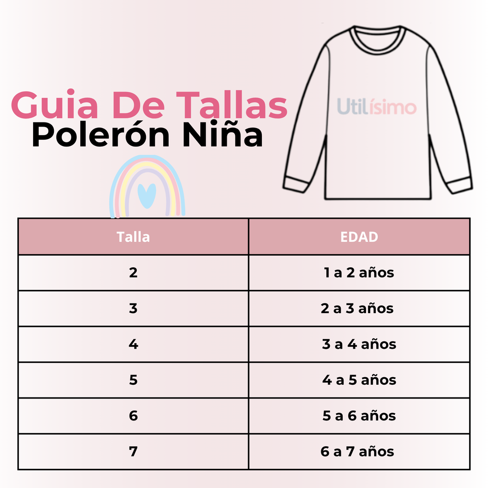Polerón Cuello Redondo Niña Fucsia Arcoiris