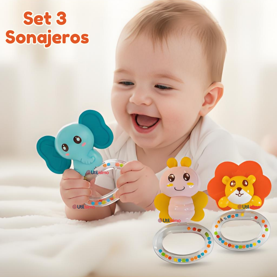 Set 3 Piezas Sonajeros Bebé Cascabel Juguetes Niño y Niña