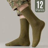 Pack 12 Pares Calcetines Táctico Militar Verde 65% Algodón Transpirables