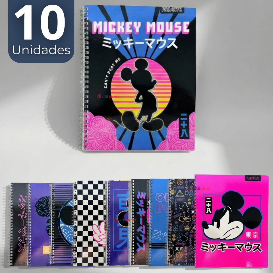Pack 10 Cuadernos Universitarios Mickey Mouse Proarte 7mm 100 Hojas Diseños Surtidos