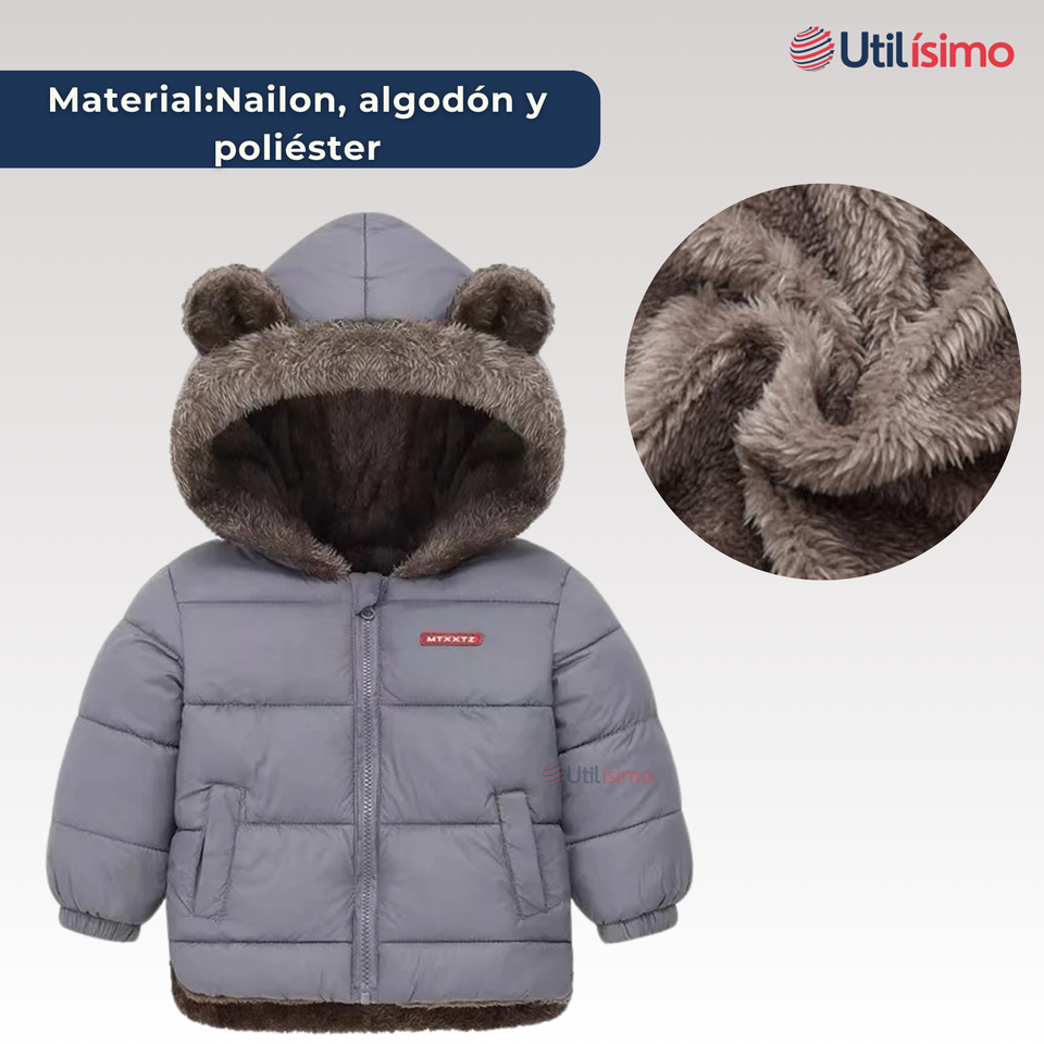 Parka Con Capucha Mangas Larga Niño Grey