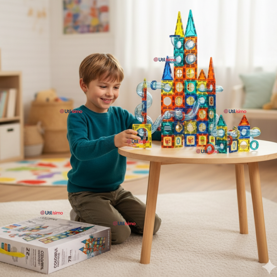 Juego Bloques De Construcción Magnéticos 3D 97 Piezas para Niño o Niña