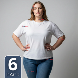 Pack 6 Camisetas Poleras 100% Algodón Básica Lisa Elástica Mujer Blanco