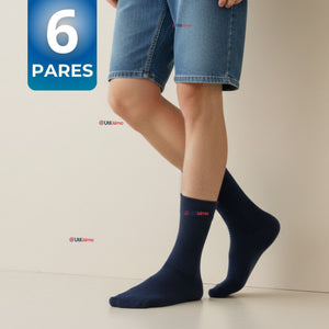 Pack 6 Calcetínes Escolares Corto Algodón Azul Niño Juvenil