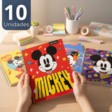 Pack 10 Cuadernos Universitarios Mickey Mouse Proarte 7mm 100 Hojas Diseños Surtidos