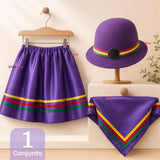 Traje Nortino Niña 3 Piezas Morado Baile Típico Fiestas Patrias