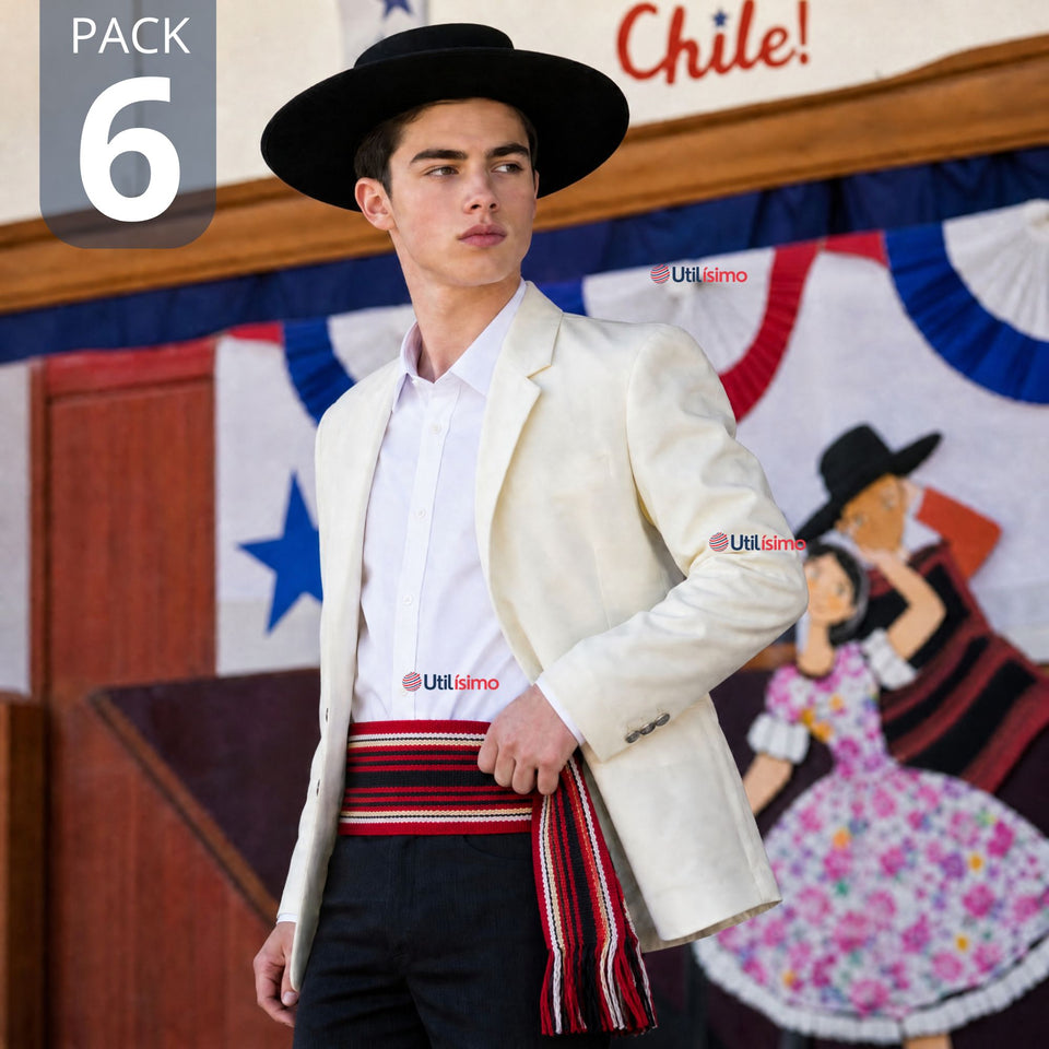 Pack 6 Fajas Huaso Juvenil Fiestas Patrias Bailes Típico Multicolor