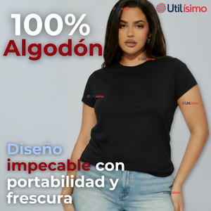 Polera Camiseta 100% Algodón Premium Manga Corta Básico Negro Mujer
