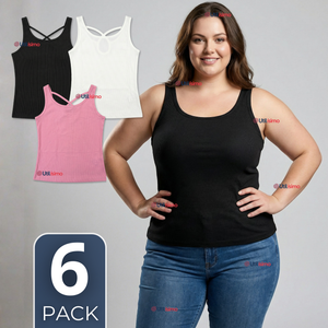 Pack 6 Camisetas Poleras 100% Algodón Básicas Lisa Con Espalda Cruzada Mujer Colores Surtidos Peto