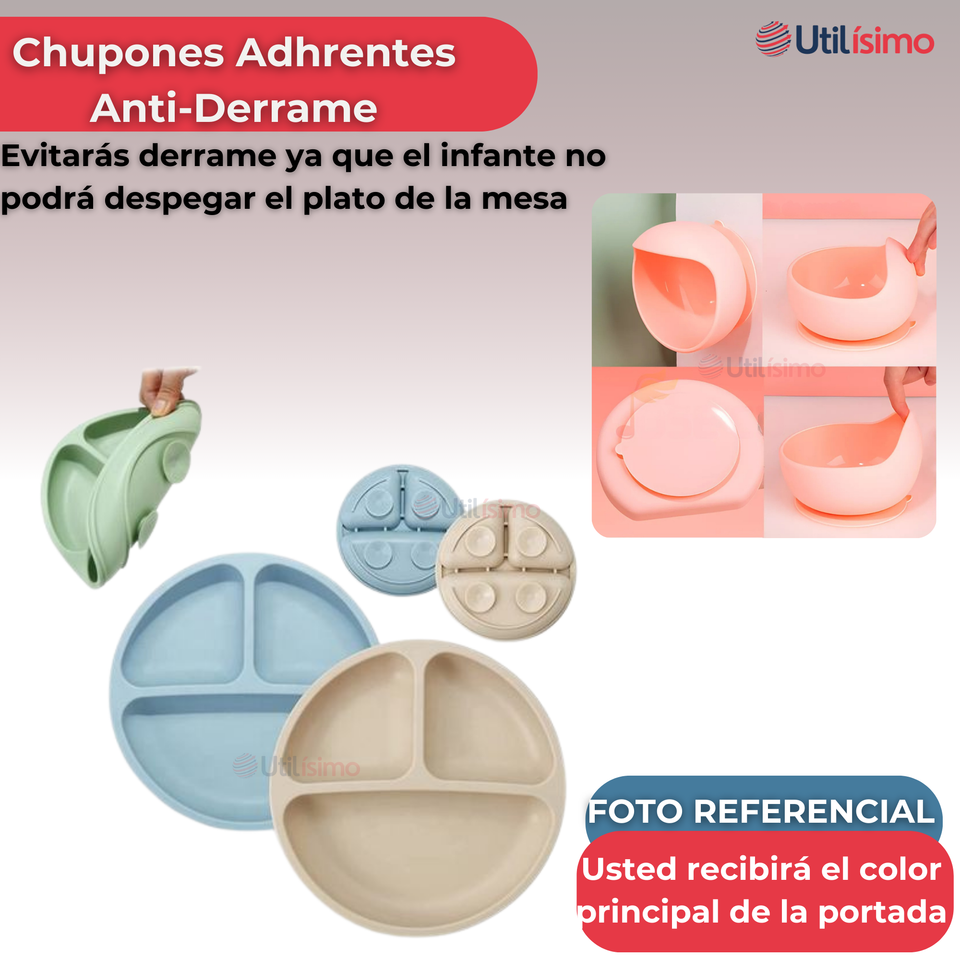 Set De Alimentación Bebé Silicona 5 Piezas Libre BPA Colores Surtidos