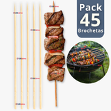 Pack 45 Piezas Brochetas Para Anticuchos Pinchos Bambú Palillos 35cm