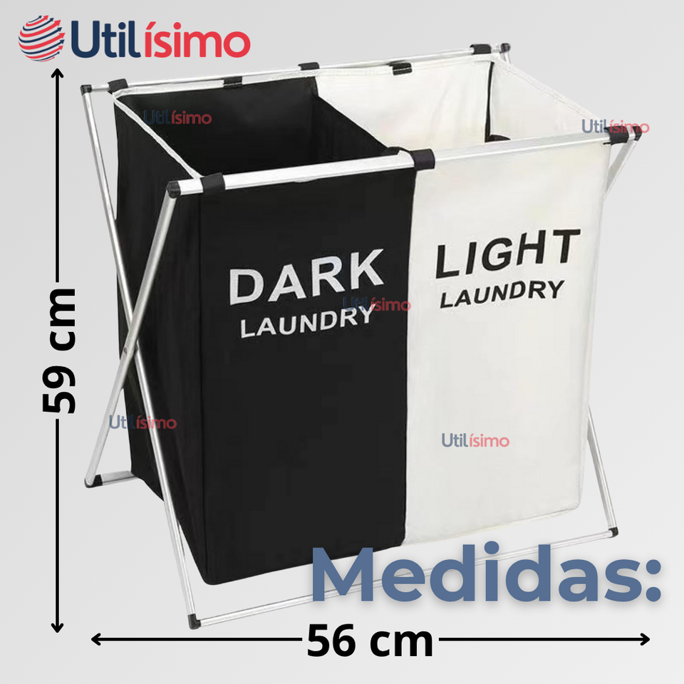 Canasto Ropa Plegable Tela Diseño 2 en 1 Práctico Para El Hogar