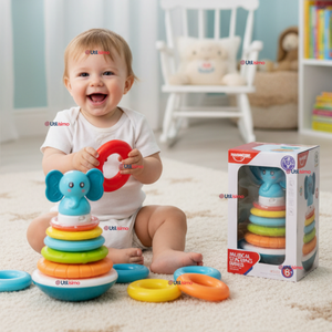 Torre De Aros Argollas Para Apilar Y Ordenar Con Sonido Sensorial Multicolor Bebé Niño Niña