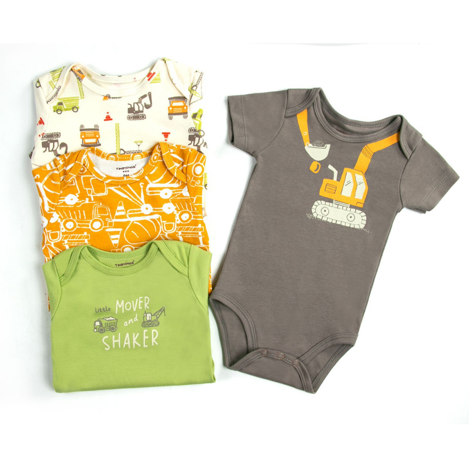 Pack 4 Unidades Extensor Body Bebé +Pack 4 Bodys Algodón Niño Manga Corta Estampado Transporte