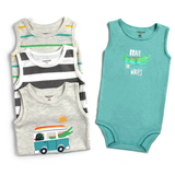 Pack 4 Unidades Extensor Body Bebé + Pack 4 Bodys Algodón Niño Sin Manga Cocodrilo Animado