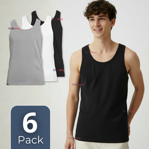 Pack 6 Camisetas Sin Manga Básicas Suaves 100% Algodón Colores Surtidos Hombre