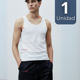 Camiseta Sin Manga Básica Suave 100% Algodón Blanco Juvenil