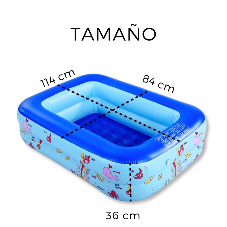 Piscina Inflable Plástico Para Niños Rectangular 120cm