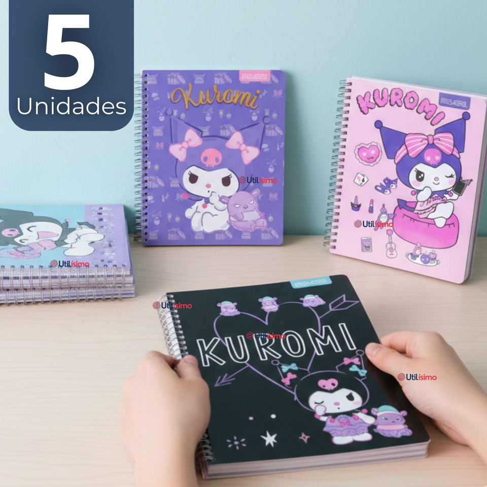 Pack 5 Cuadernos Universitarios Kuromi Proarte 7mm 100 Hojas Diseños Surtidos