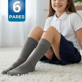 Pack 6 Calcetínes Escolares Corto Algodón Gris Niño y Niña