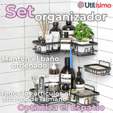Set Organizador Esquinero Baño 5 Piezas Acero Inoxidable Instalación Adhesiva