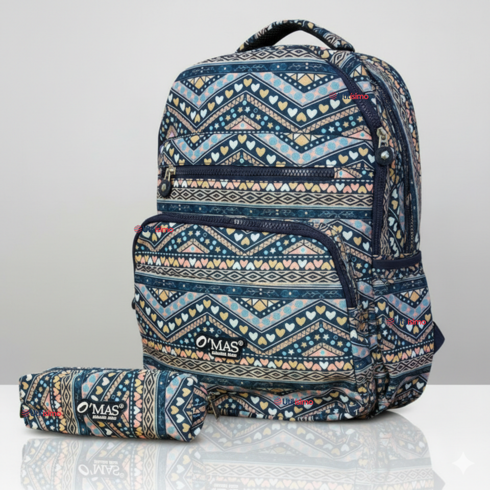 Mochila Escolar Con Estuche 46cm Poliéster Impermeable Niña Juvenil