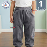 Buzo Solo Pantalón Gris Bebé Niño Forrado Polar