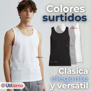 Pack 6 Camisetas Sin Manga Básicas Suaves 100% Algodón Colores Surtidos Hombre