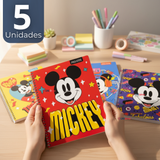 Pack 5 Cuadernos Universitarios Mickey Mouse Proarte 7mm 100 Hojas Diseños Surtidos