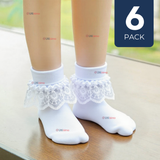 Pack 6 De Calcetines Con Vuelo Blanco Niña Algodón Fiestas Patrias De 3 Meses a 10 años