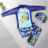 Traje De Baño Manga Larga, Pantalón Corto y Gorro Niño de 3 a 11 Surfboard