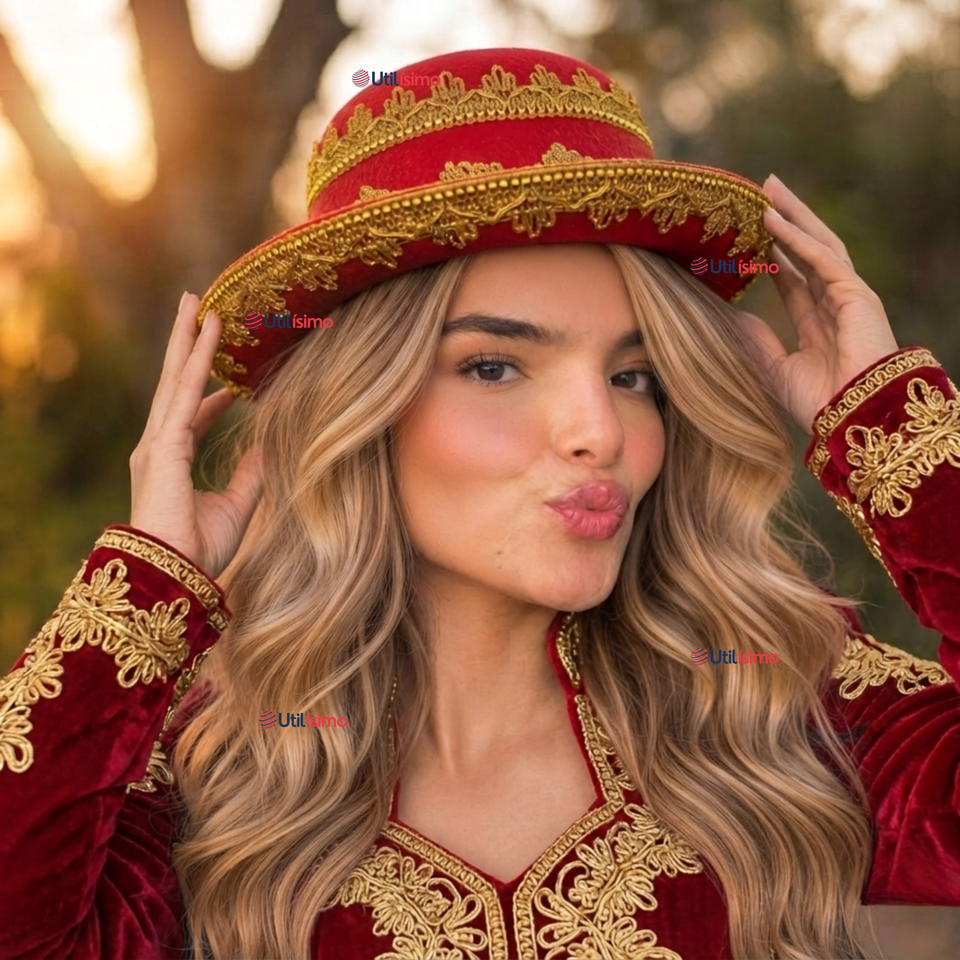 Sombrero Gorro Caporal Mujer Fiestas Patrias Rojo Baile Típico