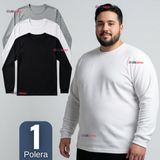 Camiseta Polera Algodón Primera Capa Manga Larga Hombre Cuello Redondo