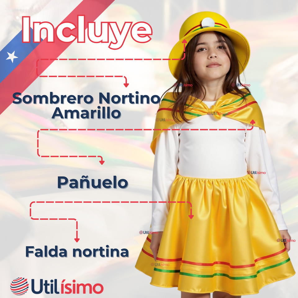 Pack 6 Traje Nortino Niña 3 Piezas Niña Fiestas Patrias Baile Nortino