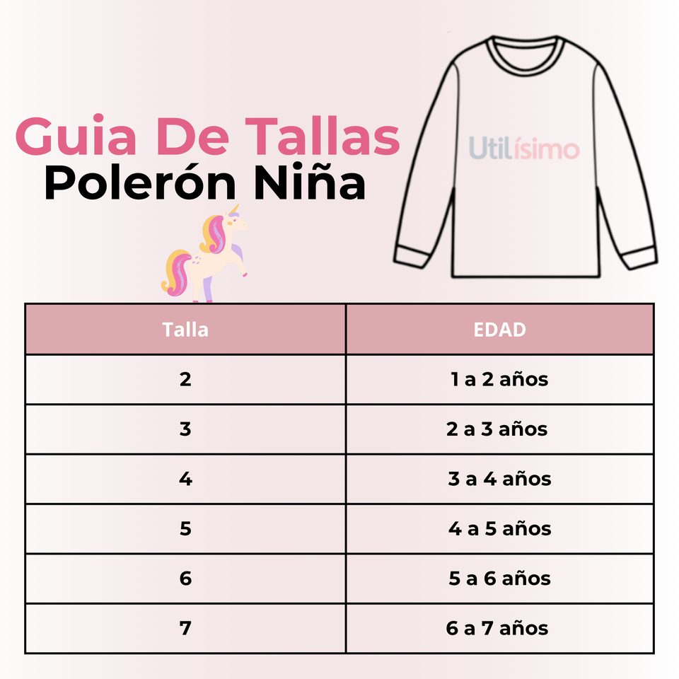 Polerón Cuello Redondo Niña Fucsia Unicornio