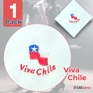 Pañuelo Baile Cueca 45CM Bordado Viva Chile Fiestas Patrias